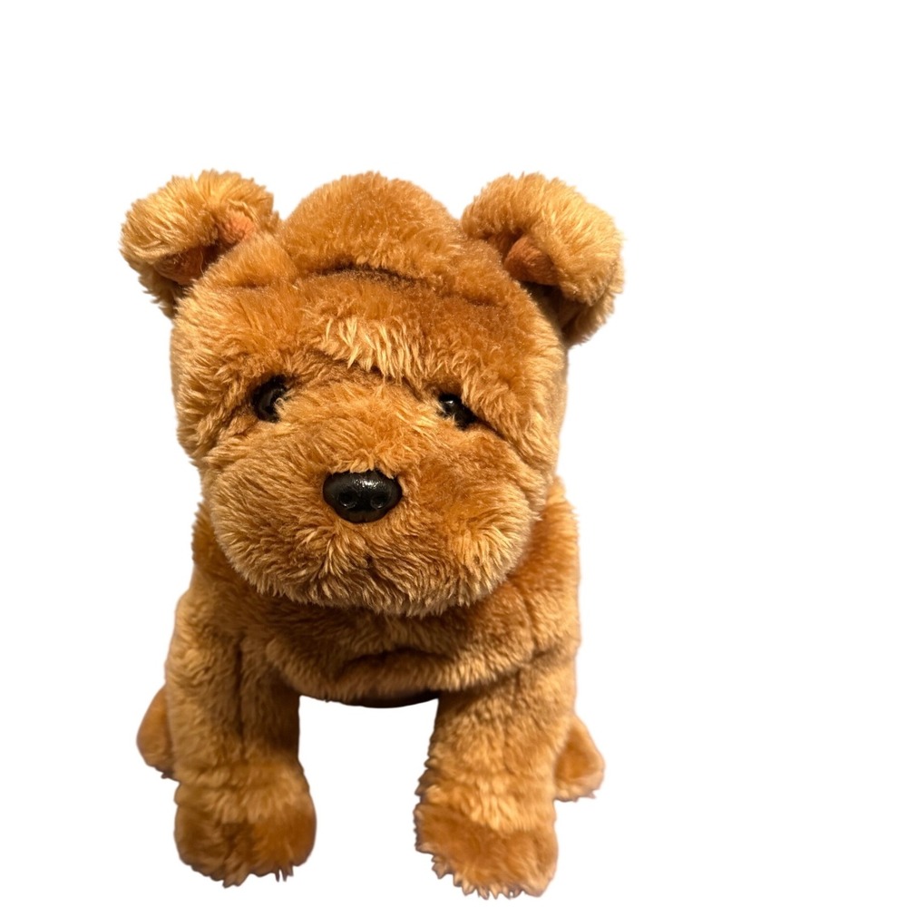 Ty Classic Shar Pei Dog Plush Brown Wrinkled Puppy Red Collar 2004 Retired 10 in
